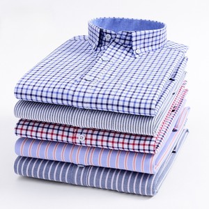 Chemise pour <span class=keywords><strong>homme</strong></span> à manches longues 100% coton, chemise Oxford à manches longues, anti-rides, à carreaux et rayures, chemises pour hommes d'affaires, vente en gros - Product Image 1