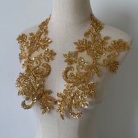 Applique florale brodée en dentelle à paillettes et perles pour robe de soirée, tissu en tulle brodé
