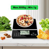 Balance de cuisine intelligente de haute précision 5 kg 1 g, best-seller, avec calculateur nutritionnel et grand écran LCD, en verre