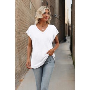 Camisetas de Verano para Mujer, Manga Corta, Cuello en V, Corte Holgado, 100% Algodón, Tejido Jersey Transpirable - Product Image 5