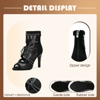 Nouvelles Chaussures de Danse de Salon/Latine pour Femmes, en Maille Aérée, avec Strass, Bottes Creuses à Talons Hauts Souples, Printemps-Été, Tailles 34-46