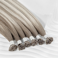 Extensions de cheveux humains à pointes plates, 100% naturels, double tirage, cuticules alignées, avec mèches (couleur claire)