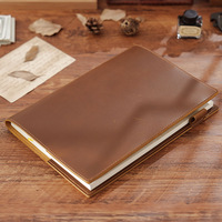 Cuaderno B5 de Piel de Vacuno de Primera Capa, Cuaderno de Recortes de Cuero Genuino con 88 Páginas Interiores, Cuaderno de Viaje de Alta Calidad para Escribir