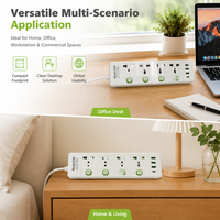 Stop Kontak 4 Port Universal, Kabel Ekstensi Standar, Panjang Kabel Sesuai Pesanan, Kotak Distribusi Daya untuk Ruang Game