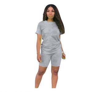 New 2 Piece Set <strong>Women</strong> Summer <strong>2021</strong> New Color Cotton Solid Color Short Suit <strong>Urban</strong> Casual <strong>Clothing</strong> - Product Image 4
