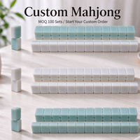 Jeu de tuiles de mahjong américain personnalisé, double et simple couche, blanc ou vert menthe, gravé et coloré par UV, taille 29,5*22*13,5 mm