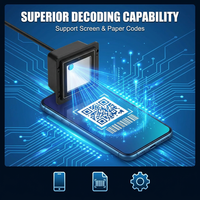Module de lecteur de codes-barres 1D/2D intégré EDOO, interface USB, lecteur de codes-barres fixe compact de qualité industrielle pour kiosque et distributeur automatique