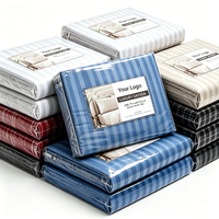 Parure de Draps Rayés 3 CM, Draps en Microfibre pour Hôtellerie, Ensemble de 4 Pièces