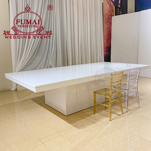 Table de salle à manger rectangulaire en MDF blanc pour fêtes, mariages, événements, meubles commerciaux, table de banquet - Product Image 3