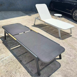 <span class=keywords><strong>Tumbona</strong></span> de Aluminio para Exteriores con Malla Teslin, Silla Reclinable sin Brazos para Piscina con Acabado de Madera Plástica para Uso en Hoteles - Product Image 4