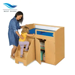 Baby Changing Bag Table With Cabinet Wooden Newborn Baby Nursing Furniture Diaper Changing Table For Montessori Daycare