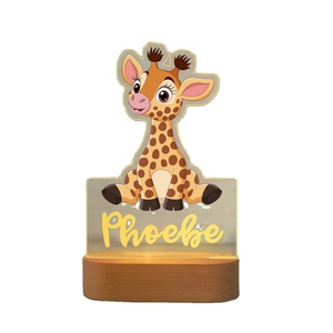 Không dây LED Đèn hiển thị cơ sở bằng gỗ LED đèn cơ sở USB Cáp chuyển đổi hiện đại ánh sáng ban đêm Acrylic 3D đêm đèn lắp ráp cơ sở - Product Image 1