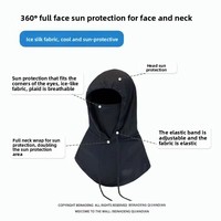 Masque de protection solaire d'été pour homme, cache-cou respirant en soie glacée, chapeau et voile trois-en-un, couvre-chef carré solide pour le cyclisme