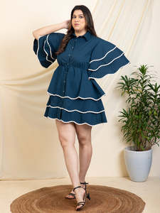 Solid Cotton Plus Size Shirt <b>Dress</b> for Women's Collared Neck Short Sleeves Knee Length <b>Dress</b> Summer Western Party Casual Wear - Product Image 4