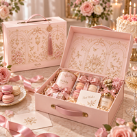 Boîte cadeau rigide en carton texturé avec poignée imprimée de motifs floraux décoratifs OEM pour présentation de marque