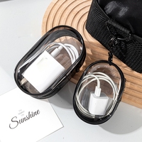 Sac de rangement transparent - Sac de rangement pour organiser les câbles de données, les écouteurs, les chargeurs - Boîte de rangement multifonction portable