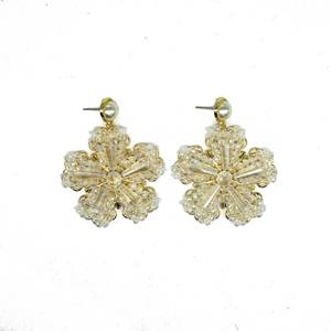 Orecchini di perline fatti a mano da donna orecchini di perle d'oro esagerate orecchini di <span class=keywords><strong>cristallo</strong></span> con fiocco di neve con strass - Product Image 3