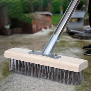 ไม้กวาดลวดพร้อมขนแปรงขัดผิวด้วยแปรงขัดพื้นระเบียงโรงรถคอนกรีตด้ามจับยาว - Product Image 6