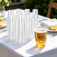 Groothandel op maat gemaakte logo wegwerp transparante plastic bekers van PET voor bier, sap, feestjes, bruiloften en restaurants