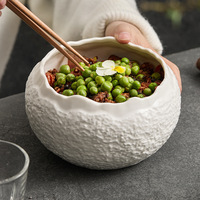 Bol à riz en céramique grès à motif rocheux irrégulier, bols à ramen, soupes et salades en porcelaine pour la vaisselle d'hôtel et de restaurant
