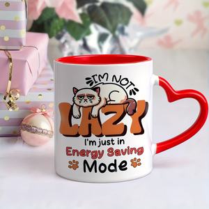 Diytree all'ingrosso divertente tazza di ceramica per gatti addormentati stampata con "non sono pigro sono in modalità risparmio energetico" per regali di compleanno Unisex - Product Image 2
