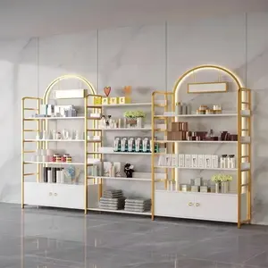 Kosmetik geschäft Beauty Salon Vitrine Mütterliche Säuglings produkte Eisen Holz Display Stand