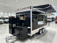 Remorque alimentaire mobile rouge personnalisée entièrement équipée avec structure en acier inoxydable pour la restauration commerciale : hot-dogs, glaces, bonbons, snacks, chips