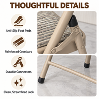 Chaise pliante rembourrée en tissu beige avec structure en acier carbone thermolaqué pour salle à manger, café, salon, balcon, intérieur, sièges pour invités