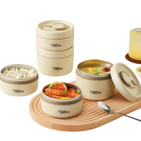 Boîte à lunch de haute qualité à un seul niveau, ensemble de boîtes à lunch en acier inoxydable, boîte à lunch thermique empilable ronde, boîte à lunch sous vide