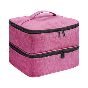 Cosmetic Organizer Bag 25x20x19cm Zipper Closure Portable <b>Makeup</b> Storage <b>Case</b> With Soft Handle - Product Image 1