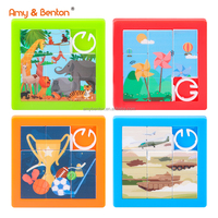 Jeux de Puzzle personnalisés Slide Animal mignon Donut voiture Princesse Dent Pirate Jeu de Puzzle coulissant Jouets distribués Party Favors pour les enfants