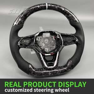 Volant personnalisé à rayures blanches, en fibre de carbone forgée argentée améliorée pour Volkswagen <span class=keywords><strong>Golf</strong></span> MK8 R GTI, accessoires de modèle de voiture - Product Image 6