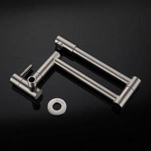 Single Handle Wall Mounted Kitchen Faucet 304 Stainless Steel Brushed Finish Minimalist Style 360 Degree Rotate - Product Image 2