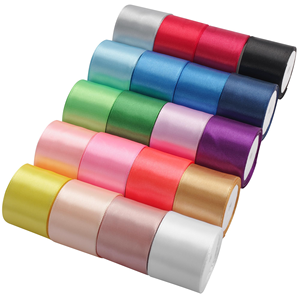 Cinta Decorativa Ecológica de Satén de una Sola Cara, 100% Poliéster, Borde Dorado, para Envolver Regalos, Pasteles de Boda, Color Sólido, 196 Colores - Product Image 1