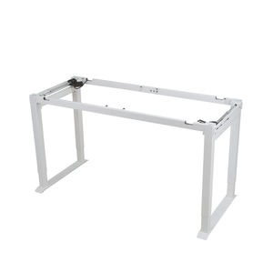 Electric Height <b>Adjustable</b> <b>Desk</b> Frame Dual Motor Metal 1500mm Width White Four Legged <b>Computer</b> <b>Desk</b> Base - Product Image 4