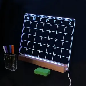 DIYデスクトップ装飾木製カレンダークラフトフレーム卸売木材オフィス装飾木製ペン書面メッセージボード