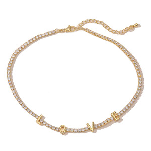 Collana da Tennis con catena di zirconi in oro placcato oro 18K Love mamma - Product Image 4