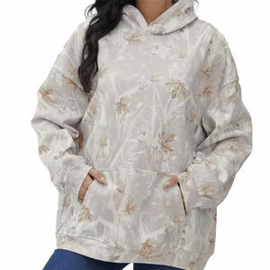 Sudadera con Capucha Holgada de Forro Polar Grueso con Diseño de Camuflaje Personalizado, Manga Larga, Bolsillos y Hombros Caídos - Product Image 6