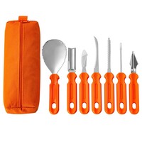 7-delige roestvrijstalen pompoen snijset DIY Halloween gereedschap pompoen handsnijmes