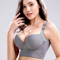 Soutien-Gorge Push-Up Femme, Soutien-Gorge à Bonnets Profonds Camouflant les Bourrelets, Lingerie Gainante Intégrée à Couverture Complète du Dos, Sans Coutures, Grande Taille