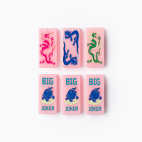 Jeu de tuiles de mahjong américain en acrylique à quatre couches avec icônes de paysages urbains roses, œuvre d'art personnalisée pour les cadeaux en gros et les détaillants de jeux