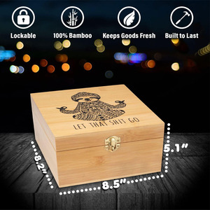 Juego de caja de alijo de bambú portátil con tarro de vidrio y <span class=keywords><strong>candado</strong></span> Perfecto para yoguis y amantes de la meditación - Product Image 5