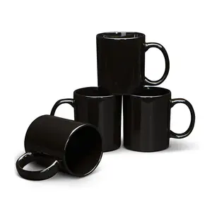 Kualitas tinggi 11oz hitam sublimasi Mug disesuaikan pola Logo