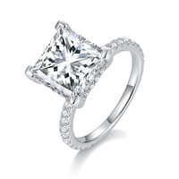 Grande bague en moissanite carat bijoux de mariage en argent 925 carré coupe princesse Moissanite bagues de mariage en argent pour femmes