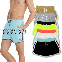 Logo personnalisé hommes plage conseil troncs 100% polyester décontracté surf short de bain avec motif solide décoration maille doublure