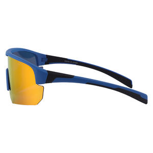 Gafas de sol polarizadas XQ578 para ciclismo y deportes al aire libre con estuche, montura azul y lentes de espejo rojas - Product Image 4