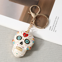 Porte-clés en métal émaillé, thème Jour des Morts mexicain et squelette d'Halloween, style gothique, pour sac et voiture, cadeau, vente en gros