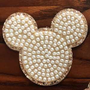 Hotsale Self Sticker Gold Edge Pearl Embroidery Cartoon Mouse Patch for Clothing Bag Decoration - Product Image 4