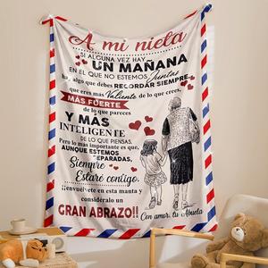 <b>White</b> Lettering Niece Grandmother Flannel Blanket <b>Throw</b> Blanket Nap Blanket Breathable Skin Friendly for Bedroom Living Room - Product Image 1