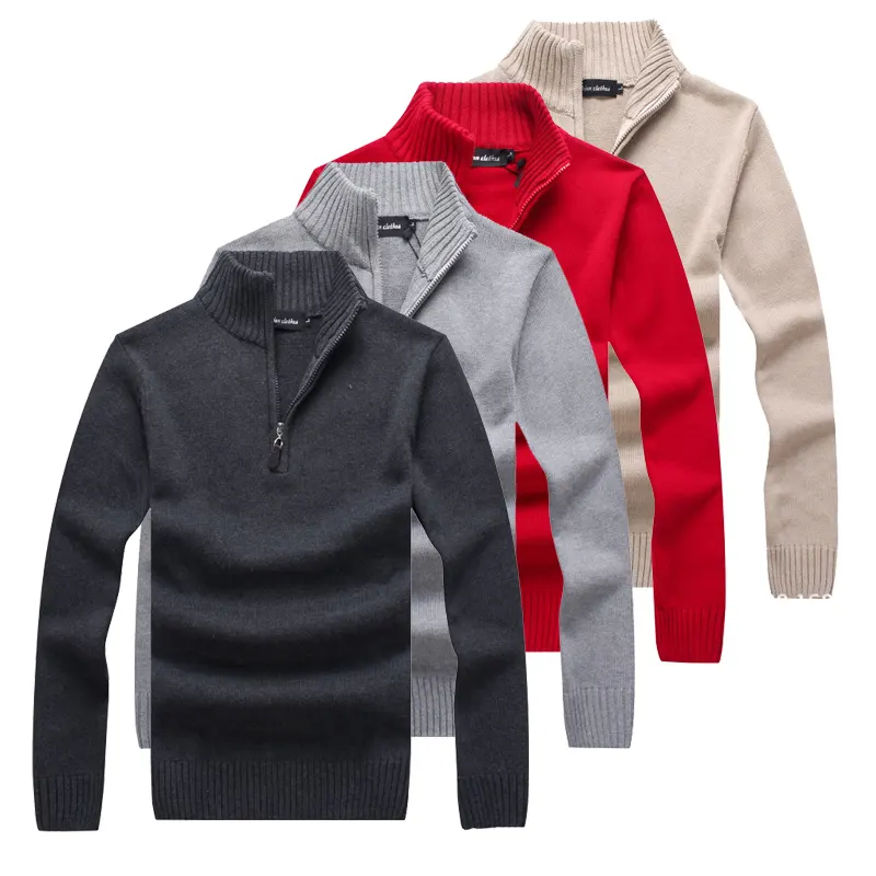 Chinese Factory Direct Sale Custom Men's Cotton Turtleneck Sweater Long Sleeve Knitted Polo Shirts